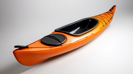 Orange and Black Multisport Kayak a Minimalist Design on Clean Background for Sporty Adventures