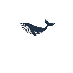 Minimalistic Whale Silhouette in Elegant Design on White Background