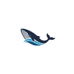 Abstract Whale Logo Design Featuring Ocean Waves and Minimalist Aesthetic