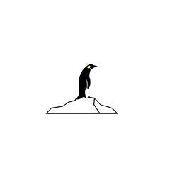 Minimalist Artwork of a Lonely Penguin on an Antarctic Iceberg