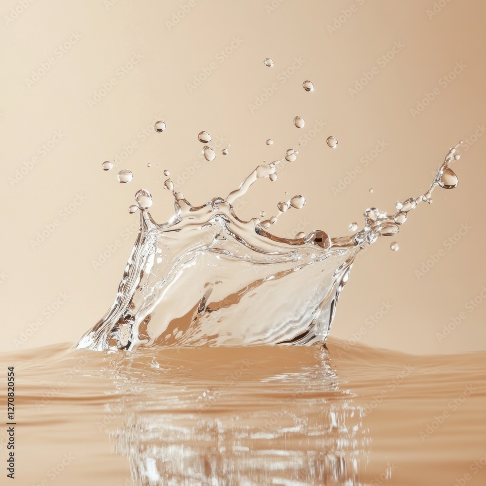 Poster Droplets leap joyfully from the surface of clear water, creating a stunning display of splashes that shimmer in gentle light, evoking tranquility and refreshment in this serene moment