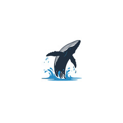 Obraz premium Illustration of a Humpback Whale Leaping from the Ocean Waves