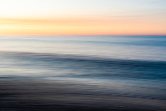 Abstract blurred seascape at dawn in Menton, C�te d'Azur, France