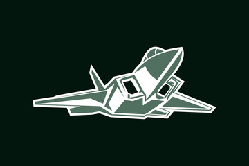 American cold war jet fighter plane vector illustration. simple aircraft logo, military equipment.