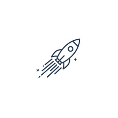 Stylish Outline of a Rocket Launching with Minimalist Design Elements