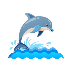Obraz premium Cute Dolphin Icon: Fun and Friendly Sea Mammal Vector