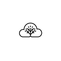Tree Illustration Combined with a Cloud in Minimalist Style