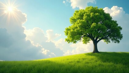 Fototapeta premium Clouds and trees blend in a soft, serene landscape, harmonious, tree