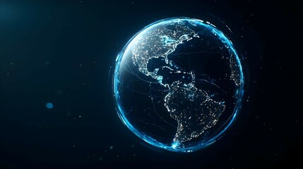 Fototapeta premium Digital Earth Globe at Night with Glowing Network Connections