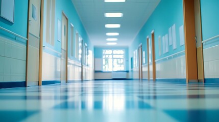 Abstract blurred school corridor background