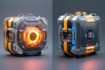 Fototapeta premium Energetic tech container showcase modern studio 3d render futuristic design dynamic view