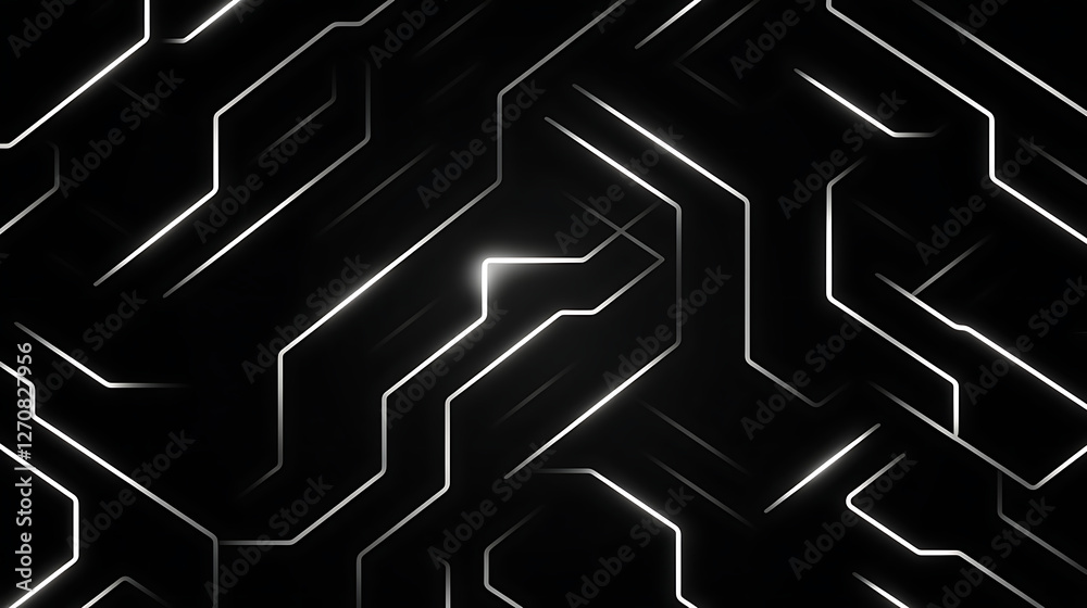 Poster sleek hi tech circuit board pattern silver glowing lines on dark background technology abstract 3d r