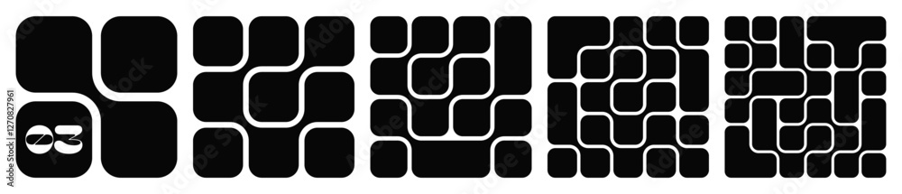 Wall mural collection of abstract composition of bold rounded rectangles connected to each other. liquid shapes