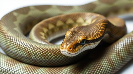 Obraz premium Sleek and glossy snakeskin texture with intricate scales and natural color variation, smooth, serpent, reptile