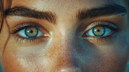 Fototapeta premium Close-Up of Beautiful Woman's Eyes with Unique Blue and Brown Color