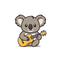 Cute Animated Koala Drawing Playing a Guitar in Fun Style