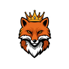 Regal Fox Illustration Wearing a Majestic Crown Symbolizing Strength and Elegance