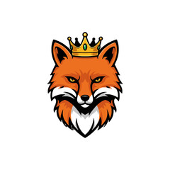 Majestic Cartoon Fox Wearing a Royal Gold Crown Art Illustration