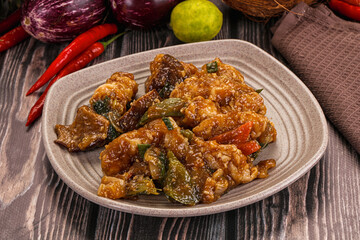 Prawn with vegetables and oyster sauce