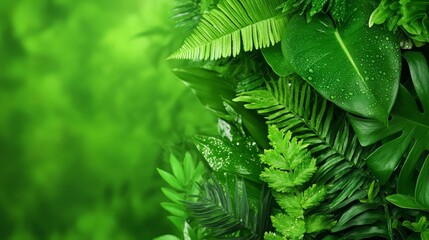 Lush Green Leaves Creating a Vibrant Natural Background with Varying Textures and Shades