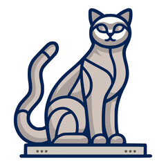 cat statue sculpture landmark flat color vector illustration template design