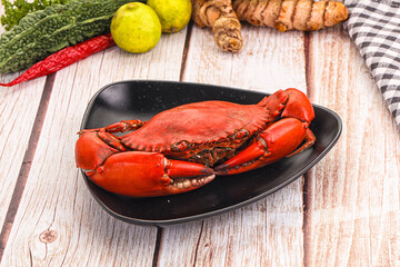 Hot fresh Boiled red crab