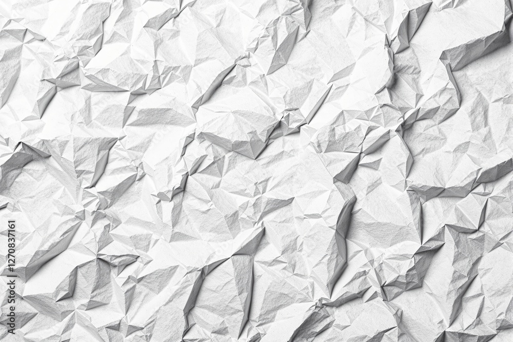 Poster abstract textured white paper background with crumpled geometric folds.