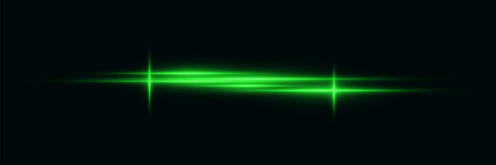 Green neon lines, light beam and horizontal laser.