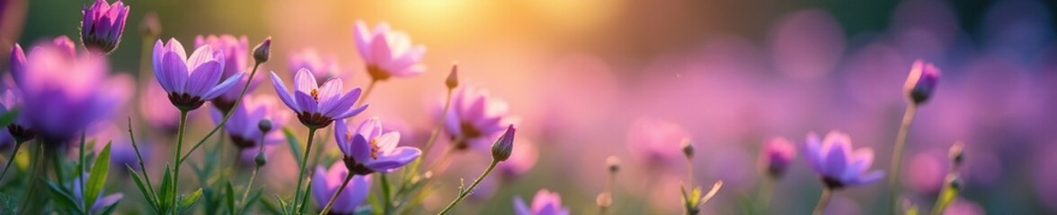 Fototapeta premium Soft breeze rustling through the petals of purple corostavnika flowers, corostavnika, nature