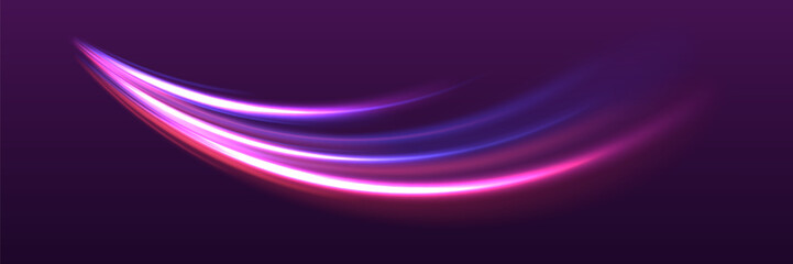 Moving speed at the speed of light. Dynamic neon lines.