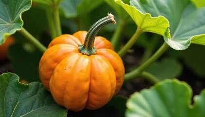 Pumpkin plant with intricate details and textures, stems, nature, pumpkins
