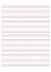Obraz premium Graph paper. Printable grid paper with stave on a white background. A blank music sheet paper with staff. Geometric pattern for composition, education, school. Realistic lined paper blank size A4.