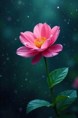 Rain falls from the sky as a delicate flower blooms under it, flower, rainy night