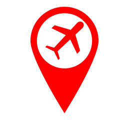 Obraz premium Aeroplan Icon in Location Map Icon Pin Pointer Travel Sign Vector Illustration