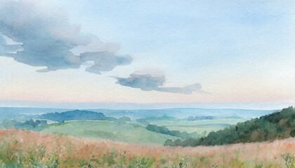 Meadow landscape painting illustration