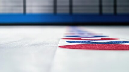 Closeup of Curling Stones on Ice
