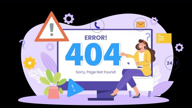 Flat character animation illustrating the concept of redirecting errors, where characters interact with technology to solve issues related to misdirected digital paths.
