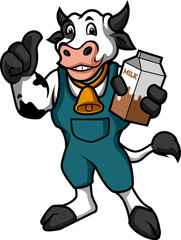 Cow Milk Mascot Cartoon Character Design
