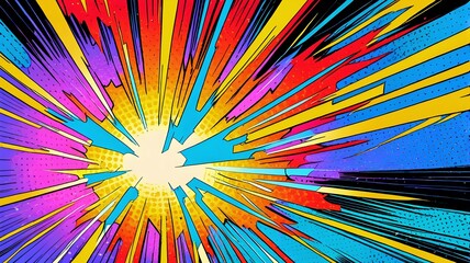 Fototapeta premium Electrified pop art scene featuring jagged lightning bolts and classic comic book aesthetics