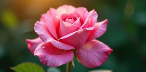 Delicate pink rose petals unfolding in the morning dew, bloom, flower petal