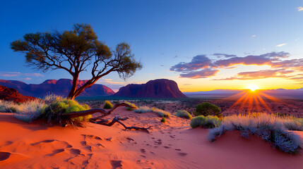 Dramatic Sunset Over Uluru, Australia