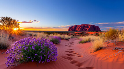 Dramatic Sunset Over Uluru In Australia