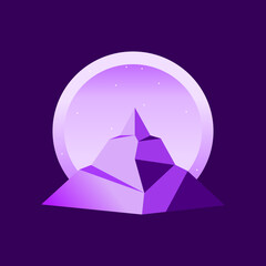 mountain design with beautiful and minimalist moon