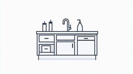 Fototapeta premium Modern kitchen sink unit, clean design, minimalist background, home decor