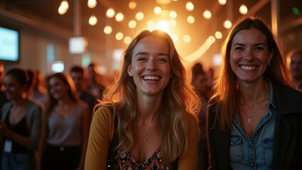 Two women are smiling for camera in room