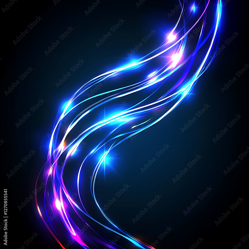 Wall mural vibrant light streaks against a dark backdrop abstract image with glowing elements and dynamic lines