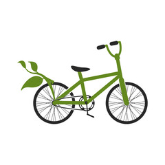 Green bike. Bicycle icon Eco friendly green leaf vector illustration design