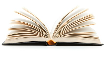 Fototapeta premium Open Book with Yellowed Pages on White Background