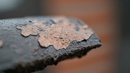 Close-up of rusty metal, water droplets, urban background. Possible use Stock photo for industrial themes