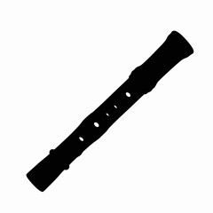 Flute black and white silhouette illustration